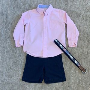 Janie and Jack Oxford, linen shorts and belt